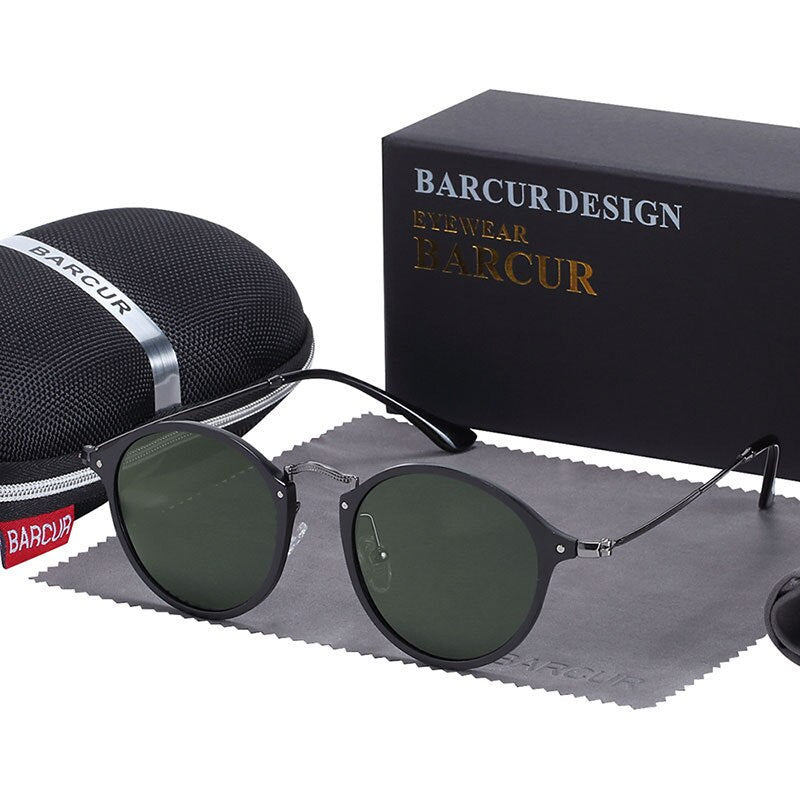 BARCUR Round Polarized Sunglasses Print on any thing USA/STOD clothes