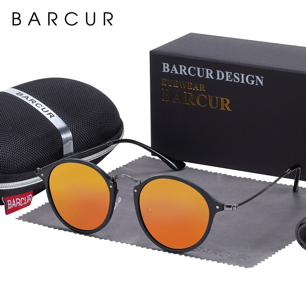 BARCUR Round Polarized Sunglasses Print on any thing USA/STOD clothes