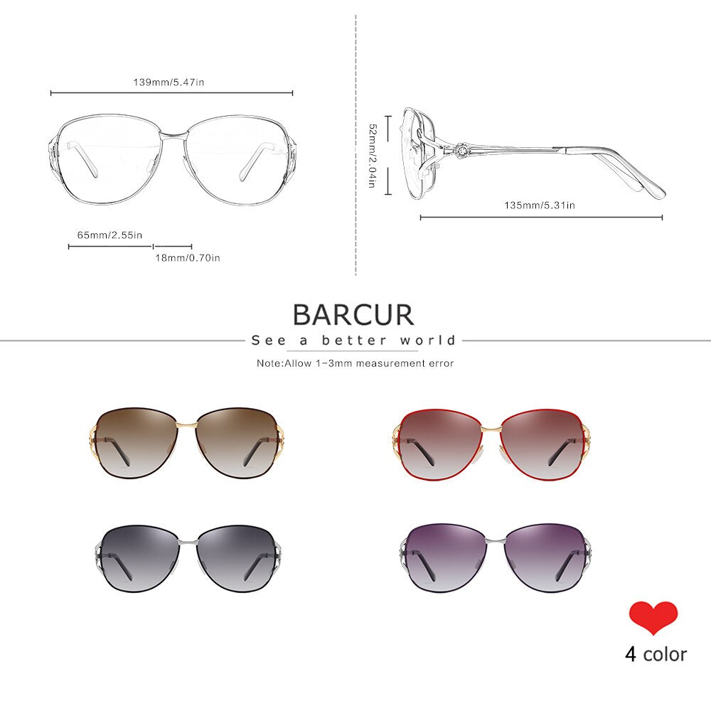 BARCUR Women Gradient Sunglasses Print on any thing USA/STOD clothes