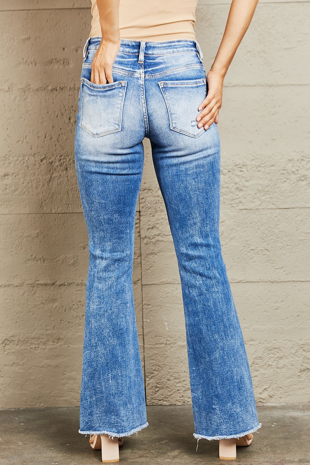 BAYEAS Izzie Mid Rise Bootcut Jeans Print on any thing USA/STOD clothes