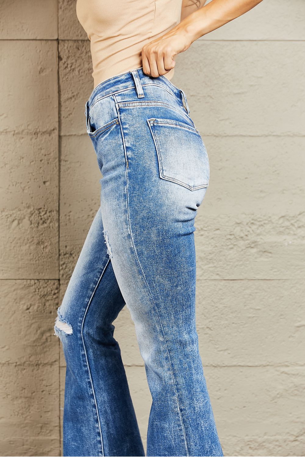 BAYEAS Izzie Mid Rise Bootcut Jeans Print on any thing USA/STOD clothes