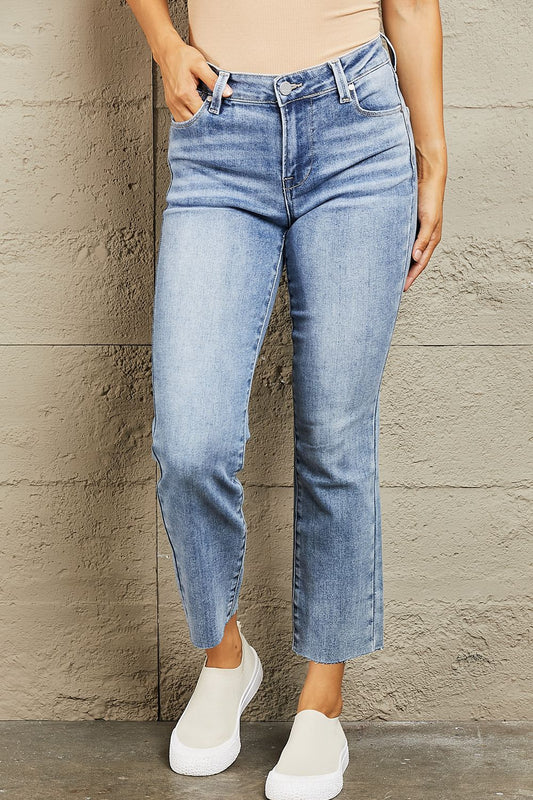 BAYEAS Mid Rise Cropped Slim Jeans Print on any thing USA/STOD clothes