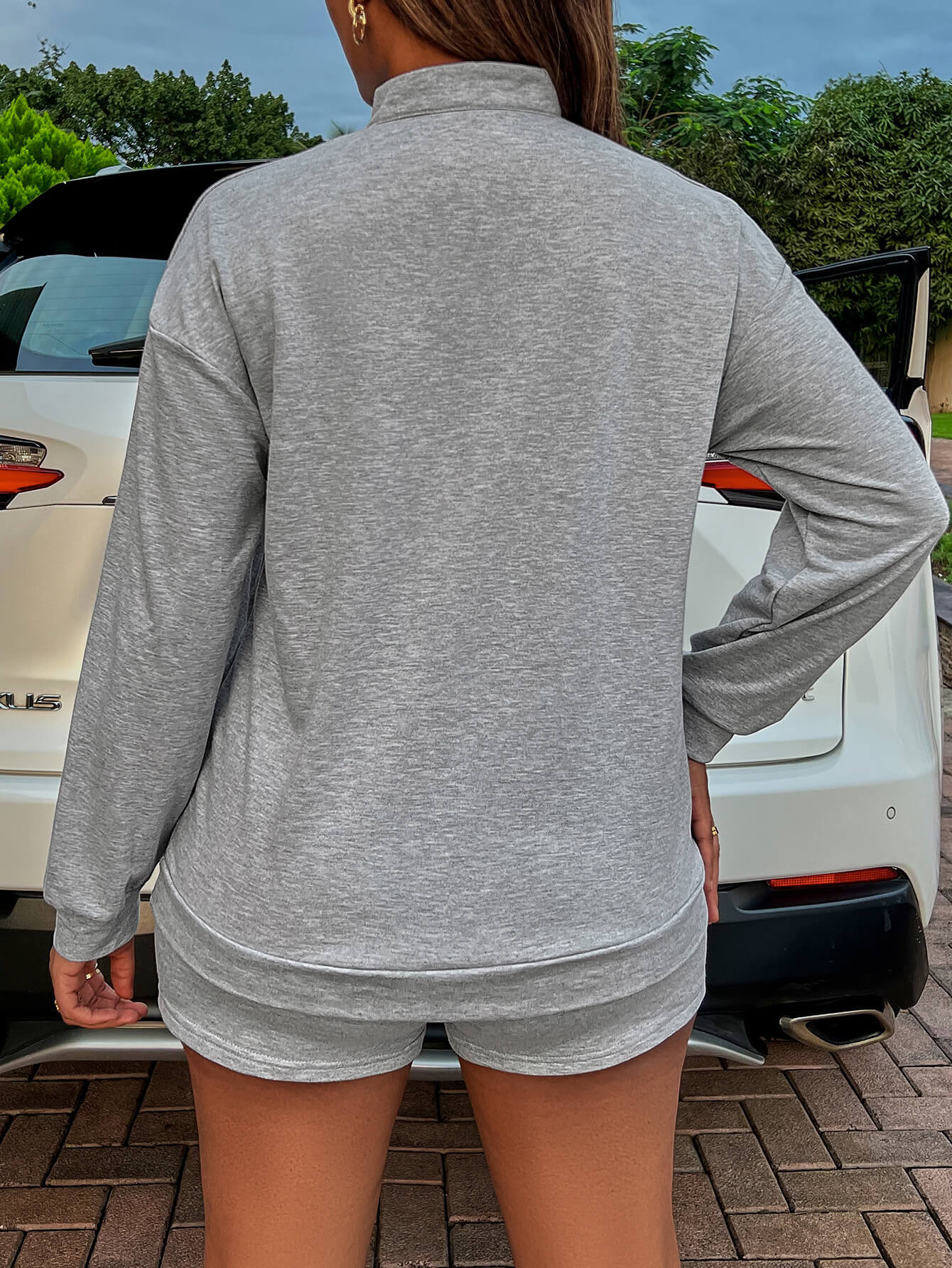 BE KIND Graphic Quarter-Zip Sweatshirt and Shorts Set Print on any thing USA/STOD clothes