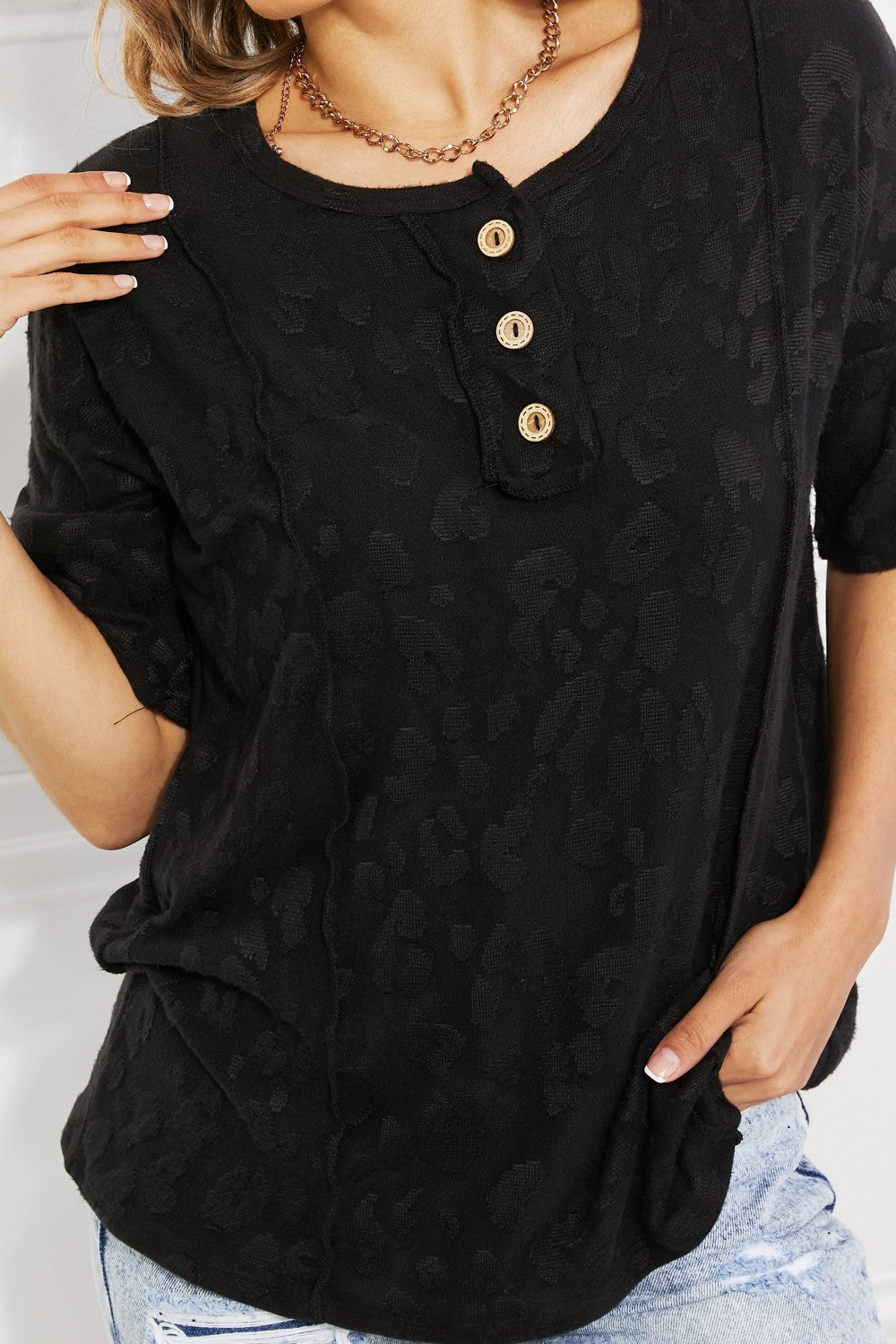 BOMBOM At The Fair Animal Textured Top in Black Print on any thing USA/STOD clothes