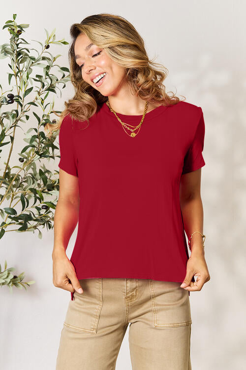 Basic Bae Full Size Round Neck Short Sleeve T-Shirt Print on any thing USA/STOD clothes