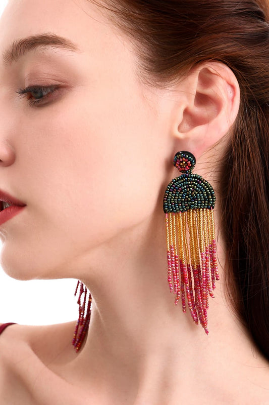 Beaded Fringe Dangle Earrings Print on any thing USA/STOD clothes