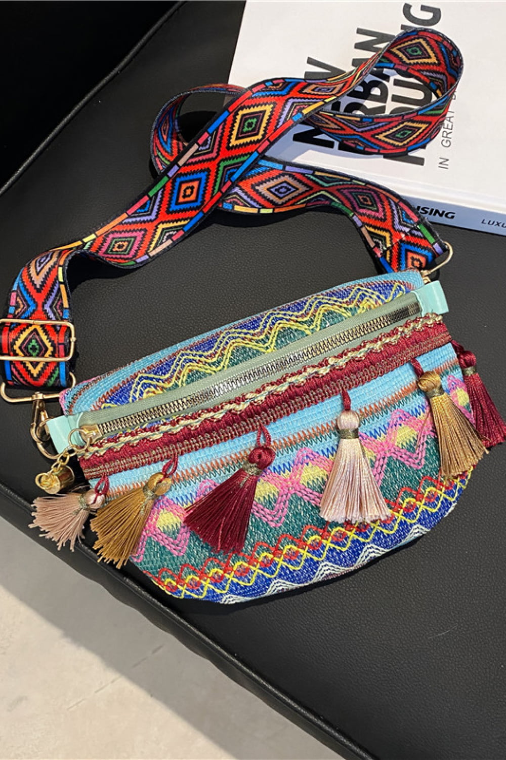 Bohemian Sling Bag with Tassels Print on any thing USA/STOD clothes