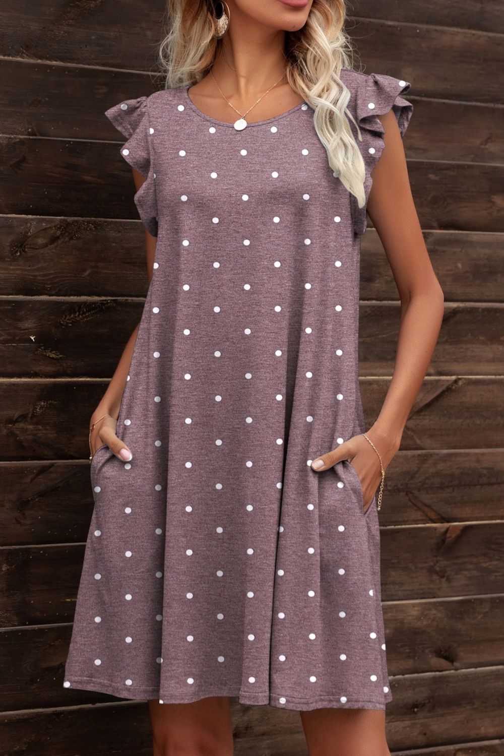 Butterfly Sleeve Round Neck Dress Print on any thing USA/STOD clothes