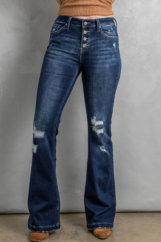 Button Fly Distressed Bootcut Jeans Print on any thing USA/STOD clothes
