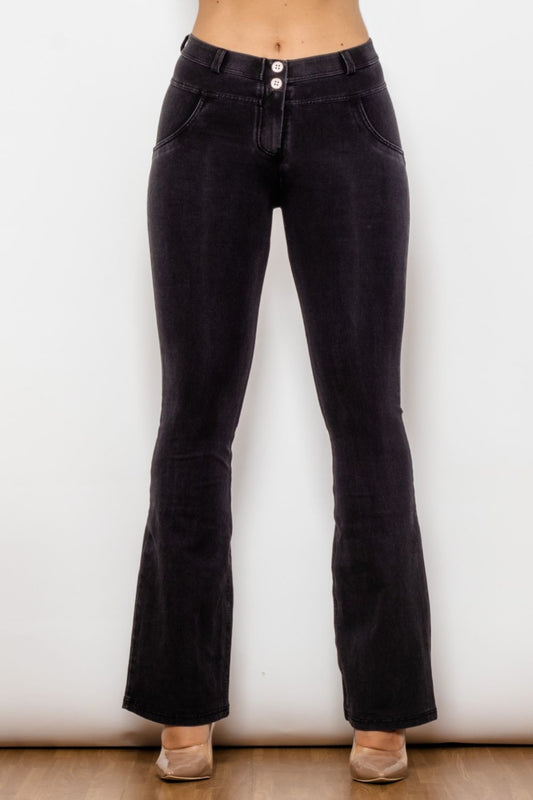 Buttoned Flare Jeans Print on any thing USA/STOD clothes