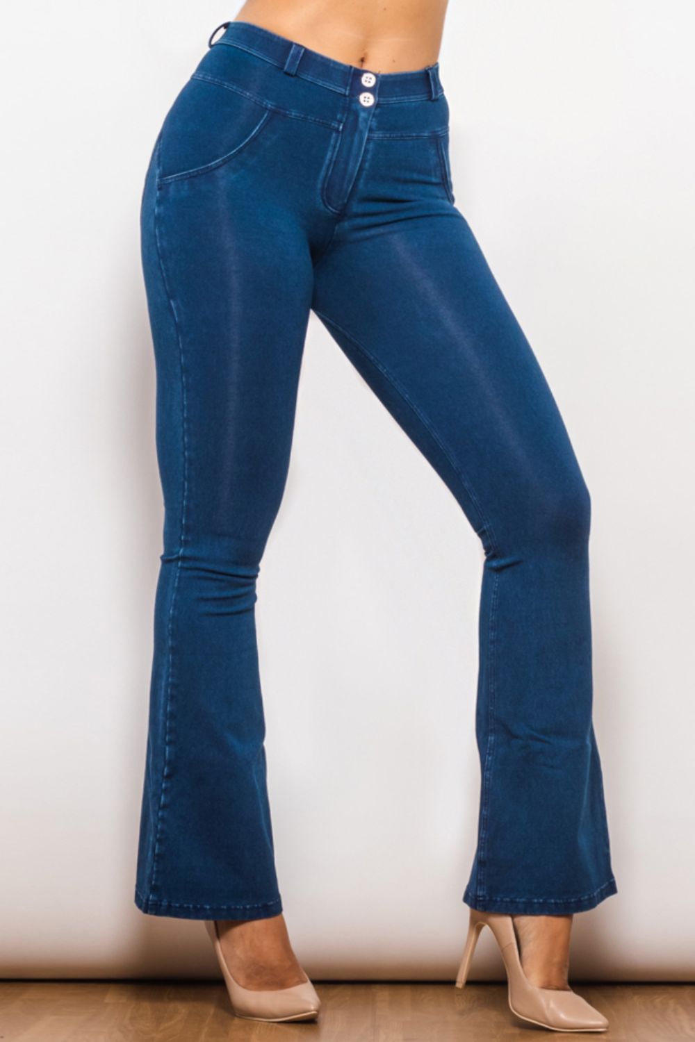 Buttoned Flare Long Jeans Print on any thing USA/STOD clothes
