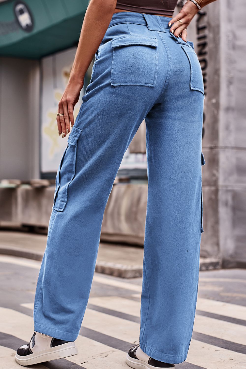 Buttoned High Waist Loose Fit Jeans Print on any thing USA/STOD clothes