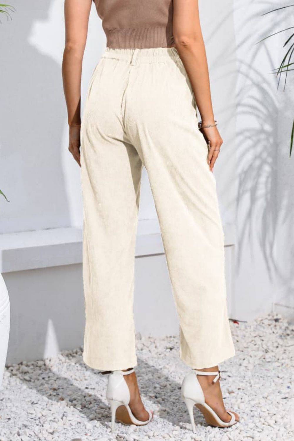 Buttoned  Straight Hem Long Pants Print on any thing USA/STOD clothes