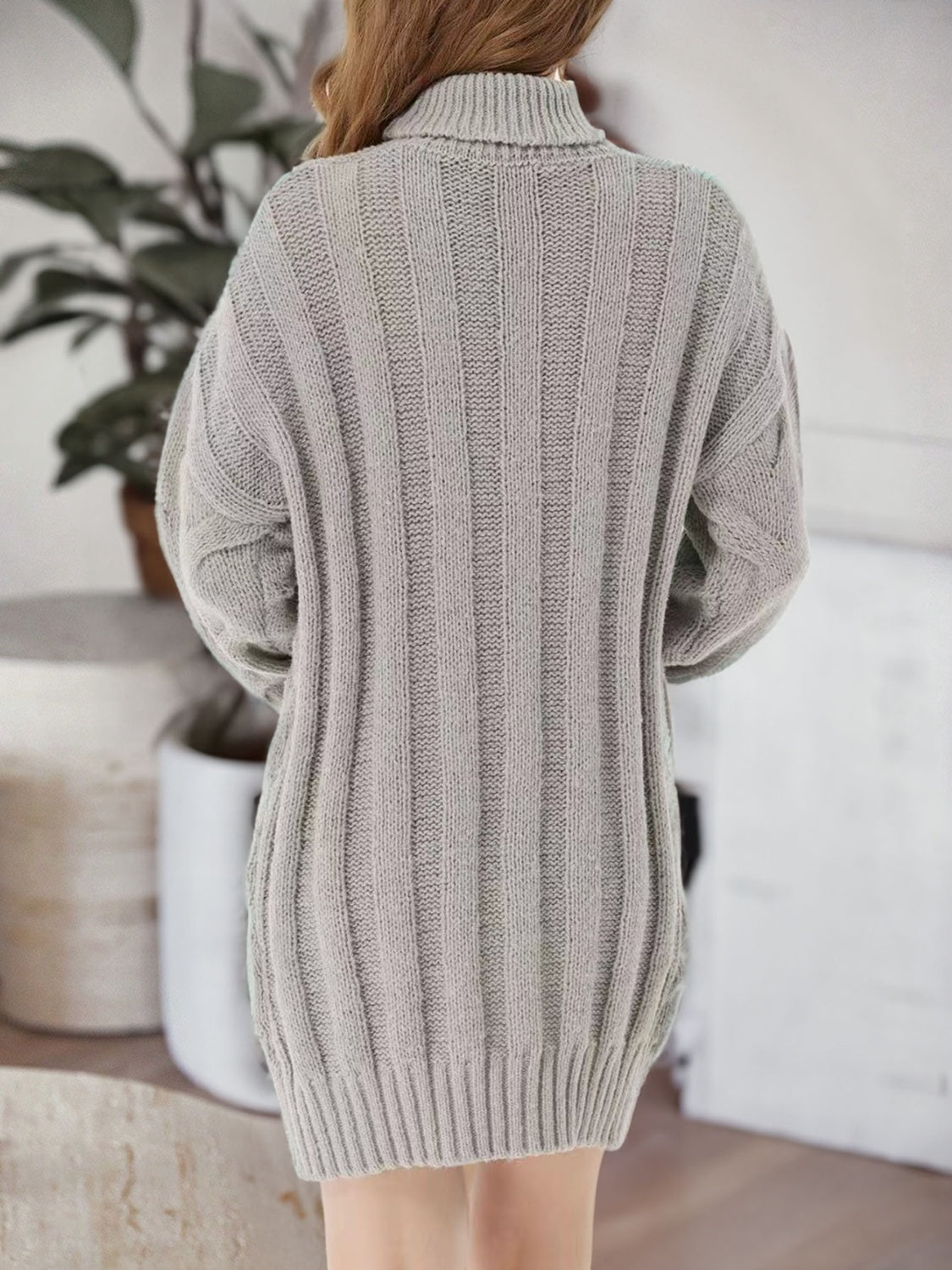 Cable-Knit Turtleneck Sweater Dress Print on any thing USA/STOD clothes