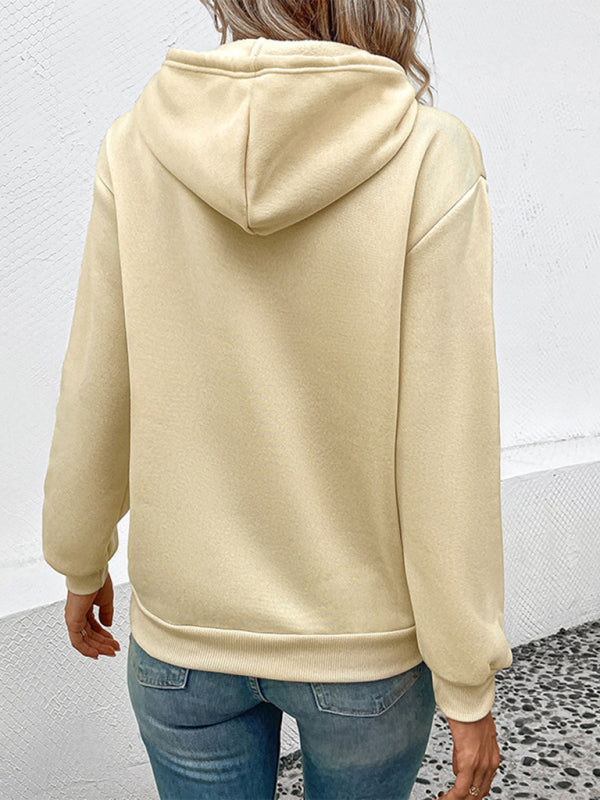 Casual Long Sleeve Solid Color Hoodie Print on any thing USA/STOD clothes