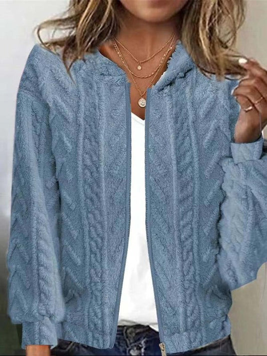 Casual hooded jacquard long-sleeved plush jacket Print on any thing USA/STOD clothes