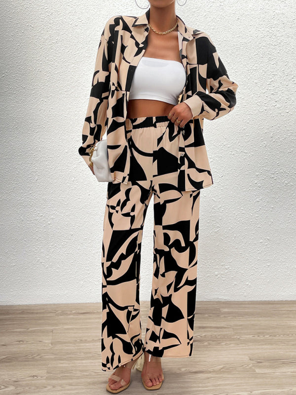 Casual printed suit long-sleeved tops and trousers two pieces set Print on any thing USA/STOD clothes