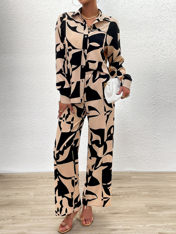 Casual printed suit long-sleeved tops and trousers two pieces set Print on any thing USA/STOD clothes