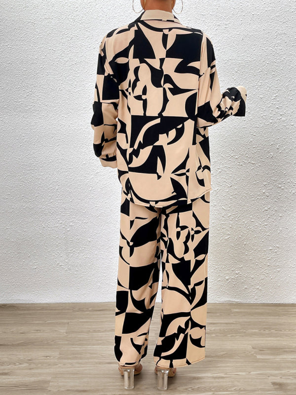 Casual printed suit long-sleeved tops and trousers two pieces set Print on any thing USA/STOD clothes