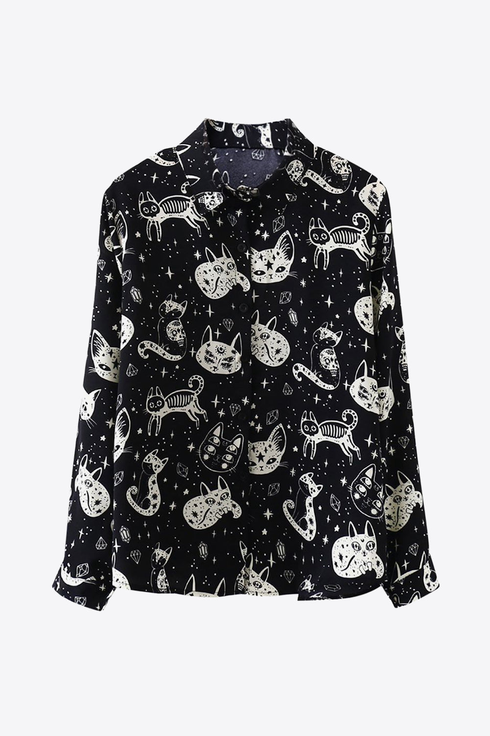 Cat Print Button-Up Shirt Print on any thing USA/STOD clothes