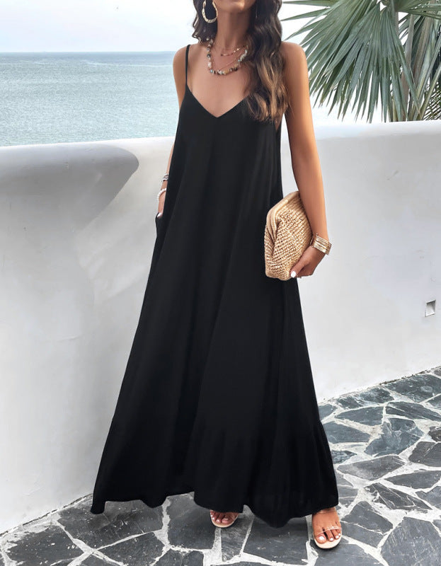 Elegant solid color loose dress