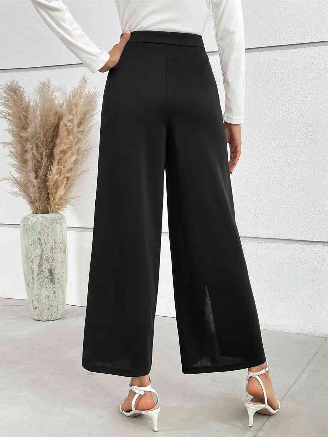 Chain Detail Slit Straight Pants Print on any thing USA/STOD clothes