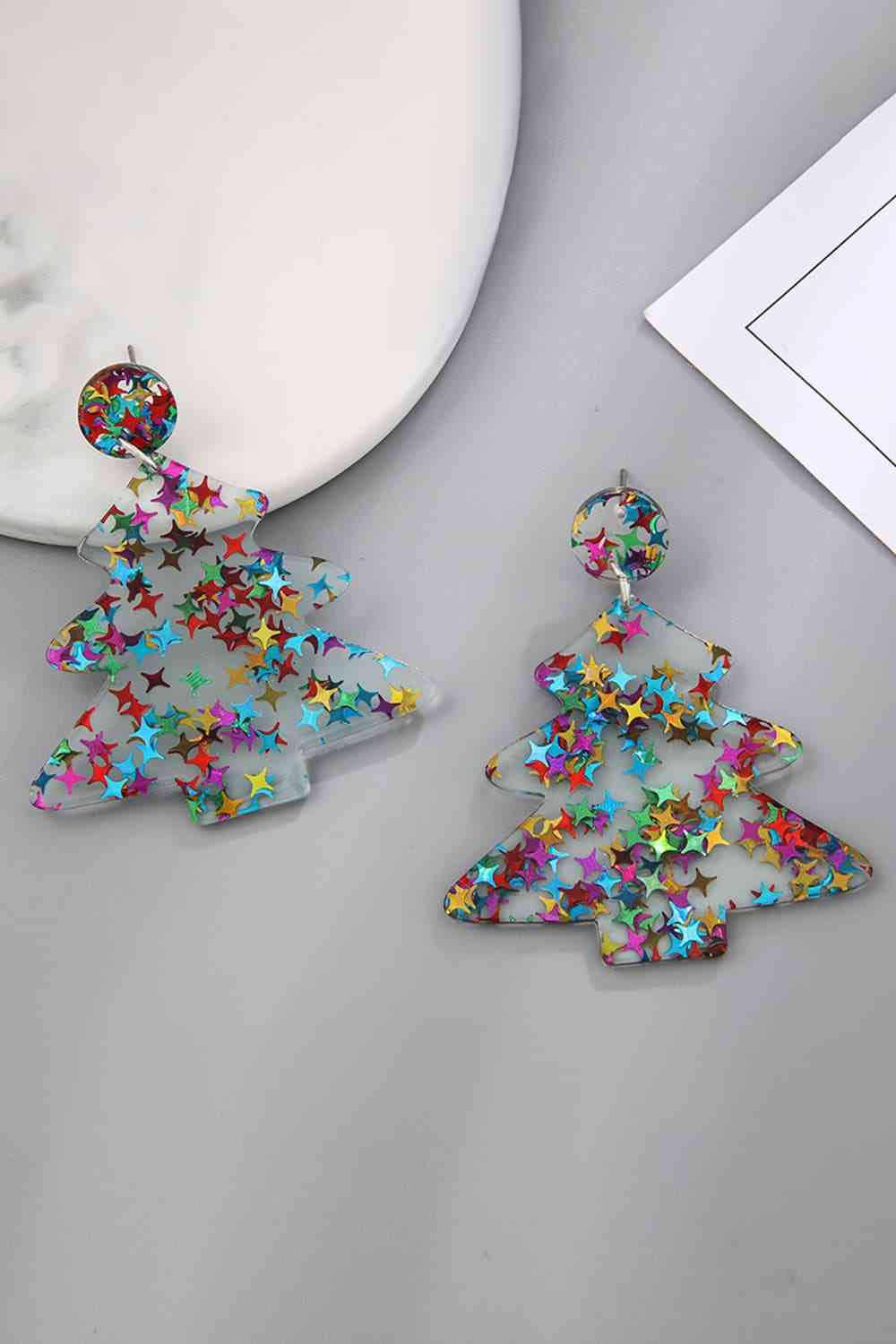 Christmas Tree Acrylic Earrings Print on any thing USA/STOD clothes
