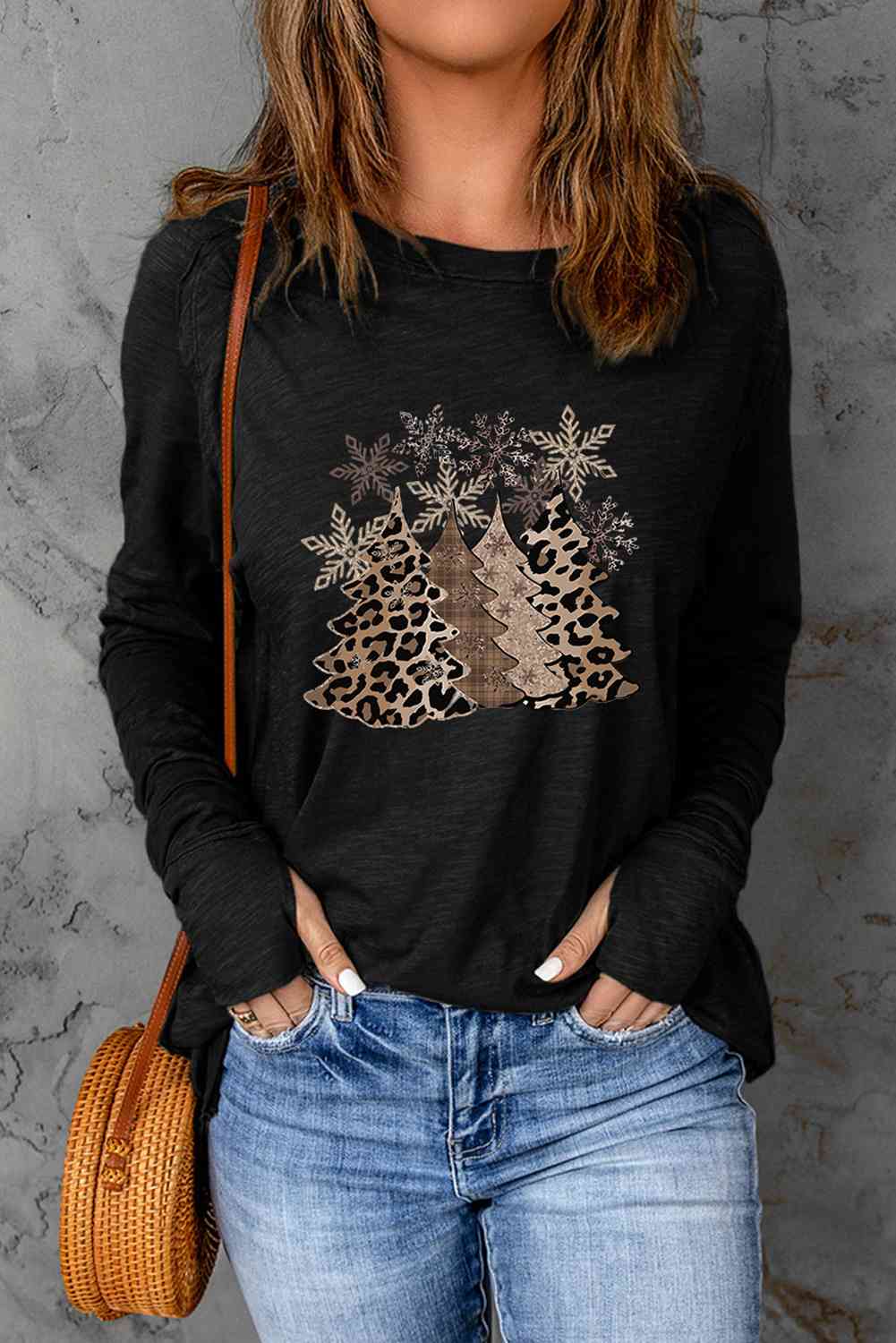 Christmas Tree Graphic Long Sleeve T-Shirt Print on any thing USA/STOD clothes