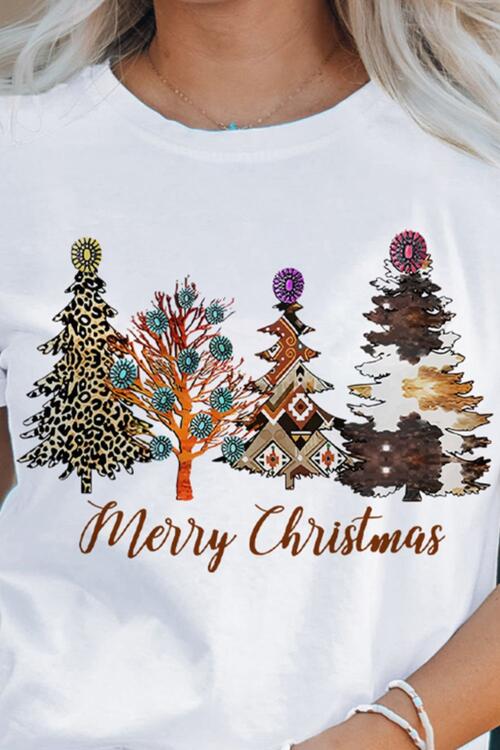 Christmas Tree Graphic Short Sleeve T-Shirt Print on any thing USA/STOD clothes