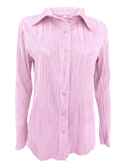 Collared Neck Long Sleeve Shirt Print on any thing USA/STOD clothes