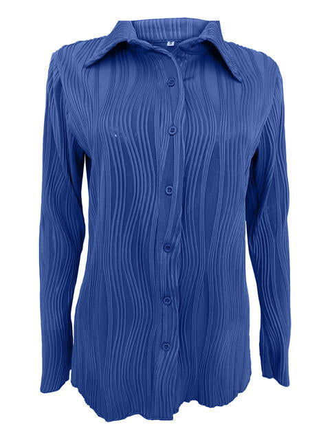 Collared Neck Long Sleeve Shirt Print on any thing USA/STOD clothes