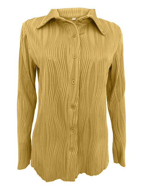 Collared Neck Long Sleeve Shirt Print on any thing USA/STOD clothes