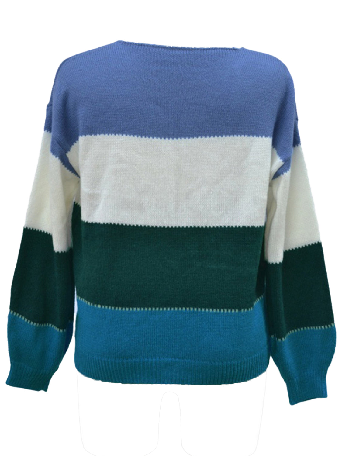 Color Block Round Neck Sweater Print on any thing USA/STOD clothes