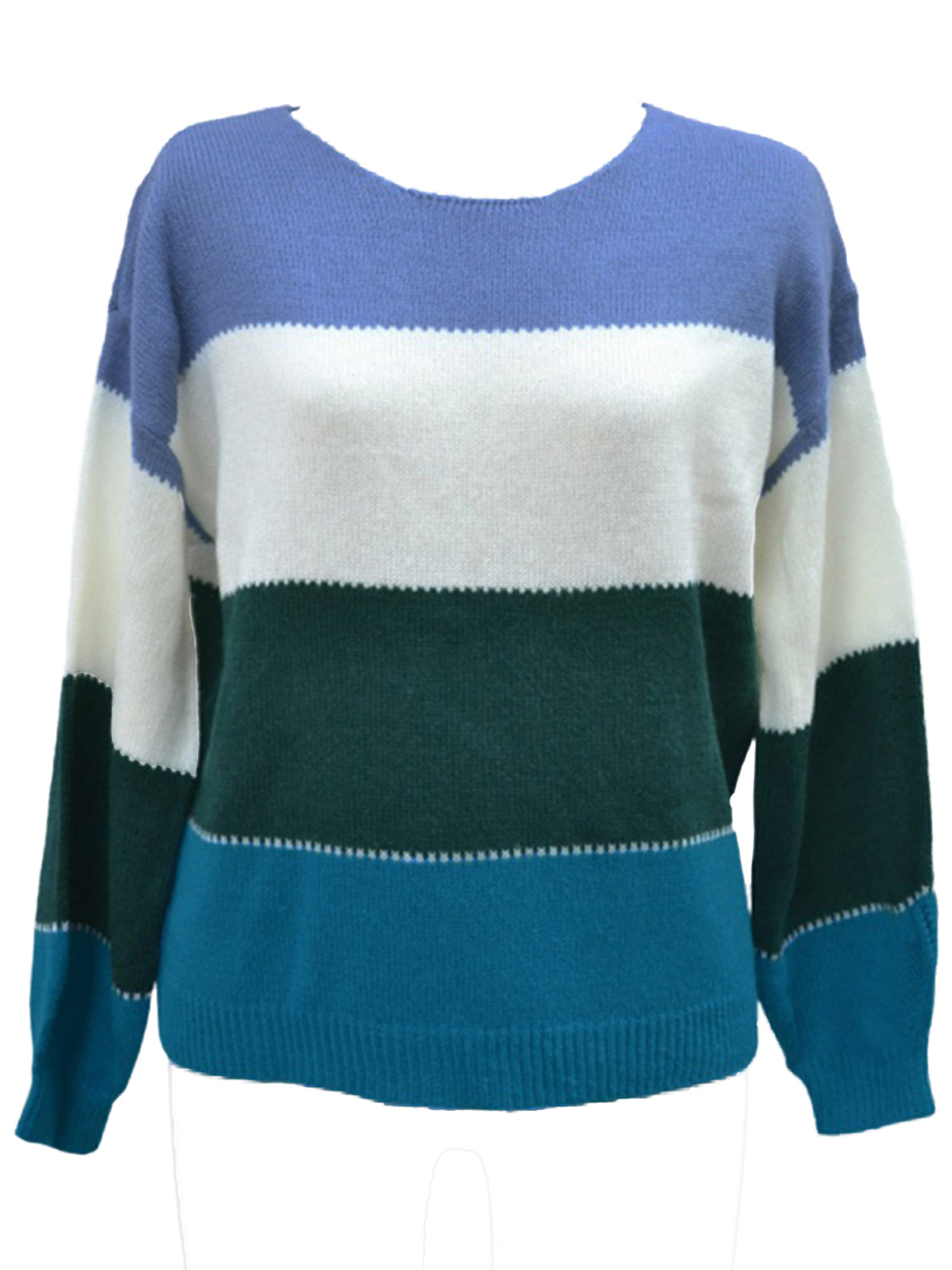 Color Block Round Neck Sweater Print on any thing USA/STOD clothes