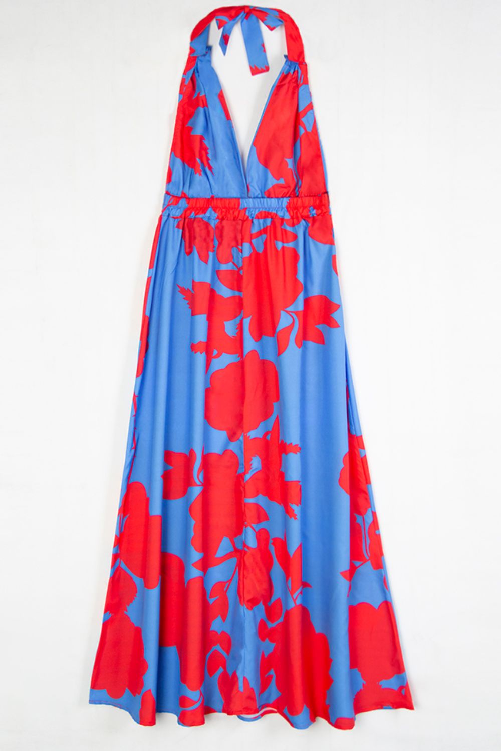 Contrast Halter Neck Maxi Dress Print on any thing USA/STOD clothes