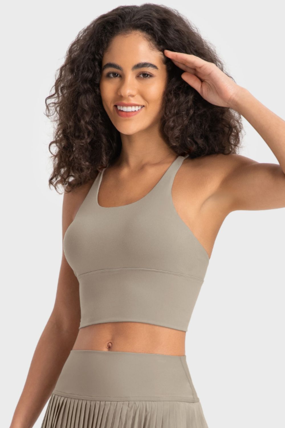 Crisscross Back Ladder Detail Sports Bra Print on any thing USA/STOD clothes