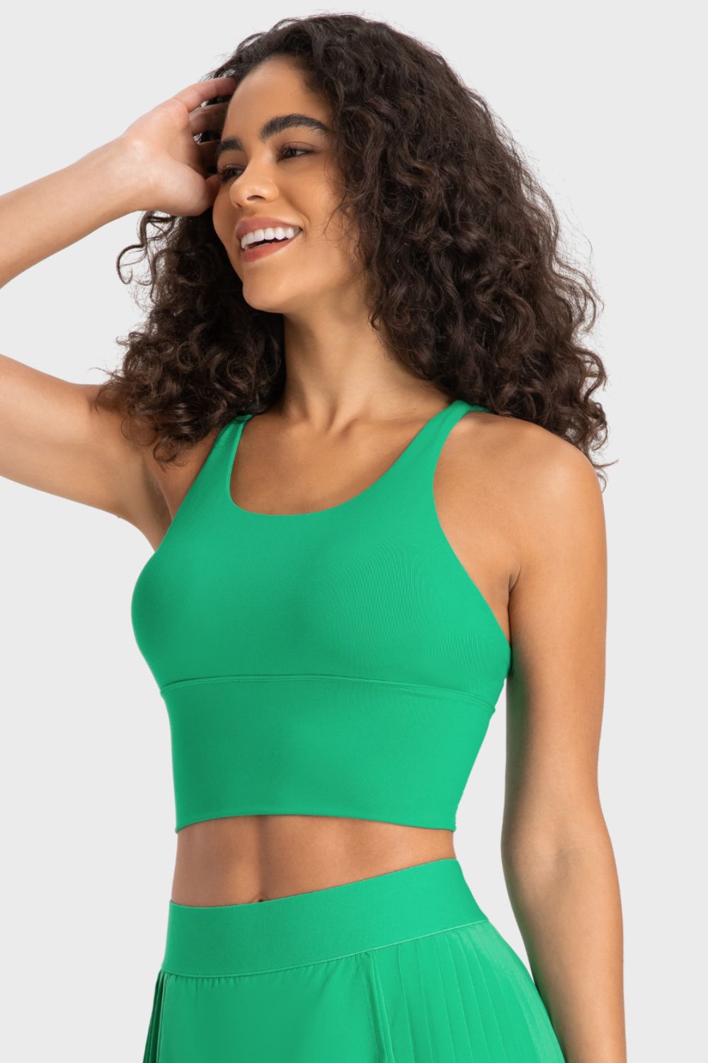 Crisscross Back Ladder Detail Sports Bra Print on any thing USA/STOD clothes