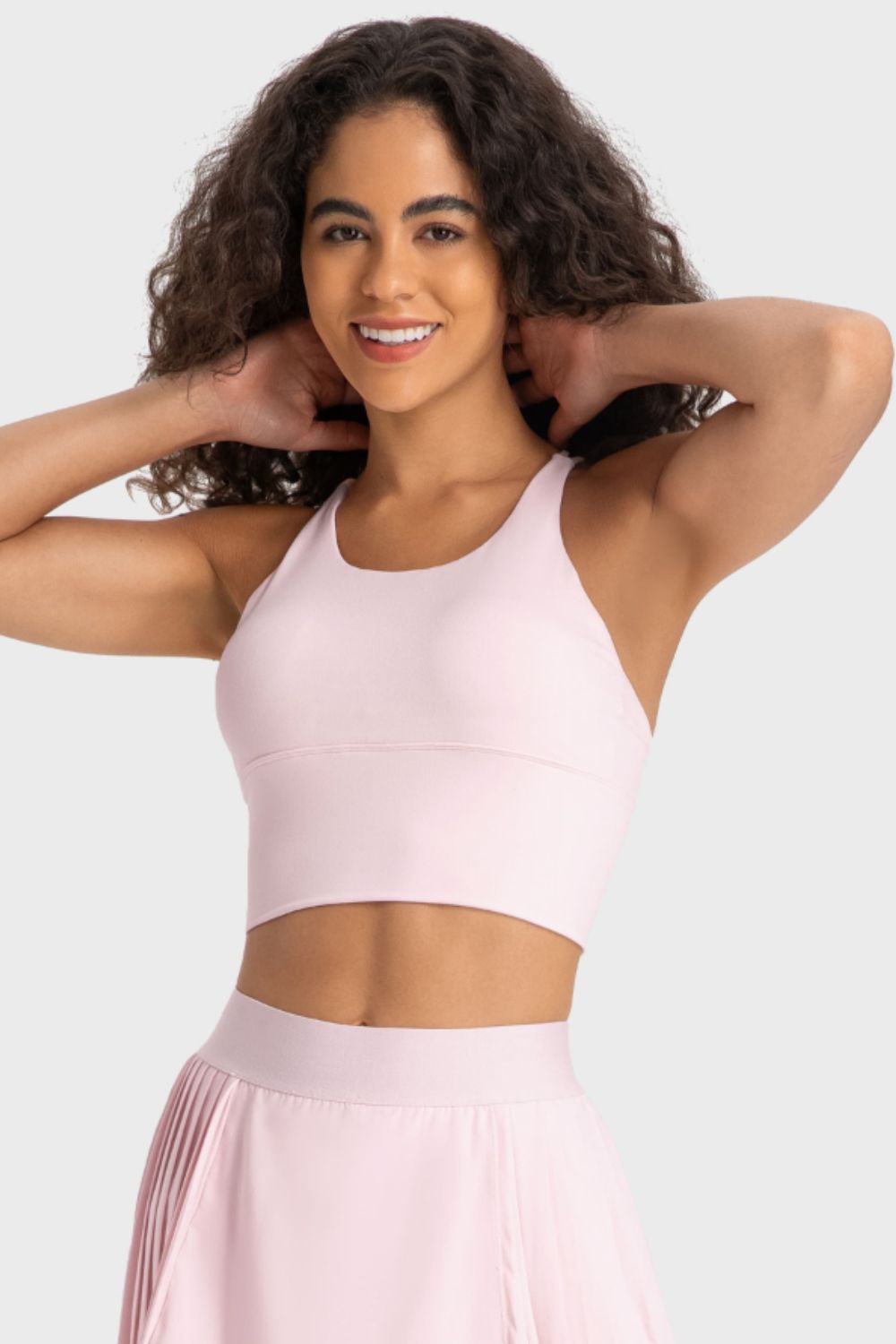 Crisscross Back Ladder Detail Sports Bra Print on any thing USA/STOD clothes