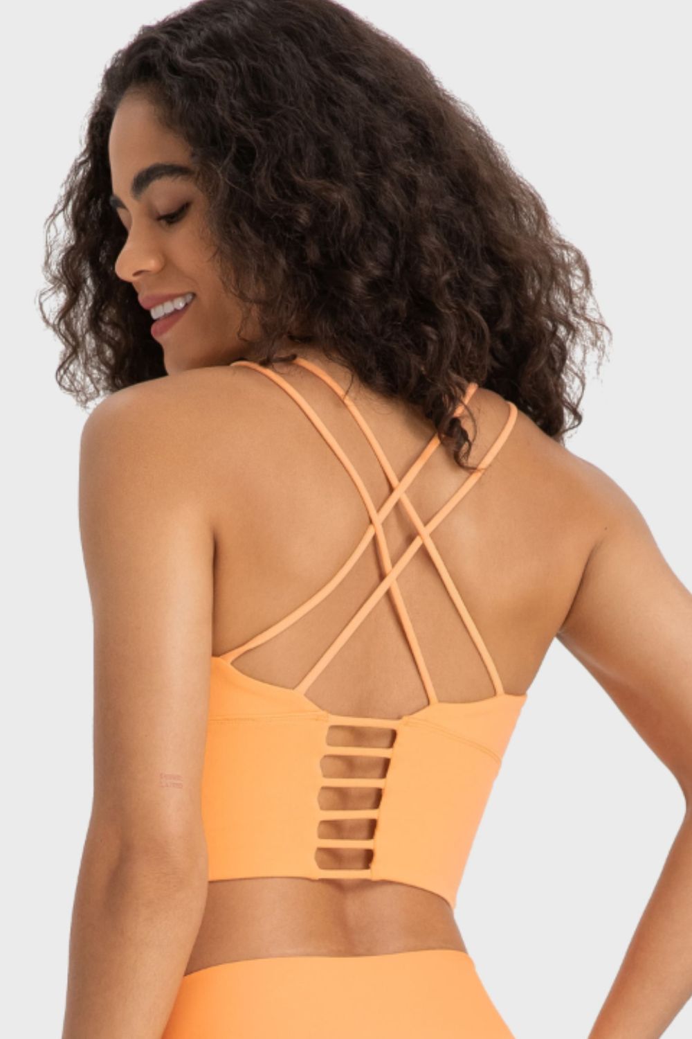 Crisscross Back Ladder Detail Sports Bra Print on any thing USA/STOD clothes