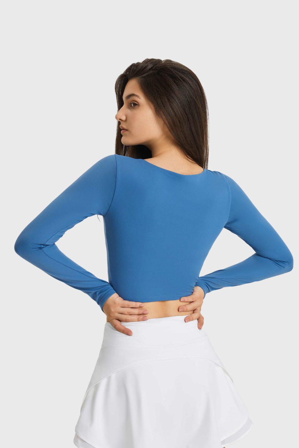 Cutout Long Sleeve Cropped Sports Top Print on any thing USA/STOD clothes