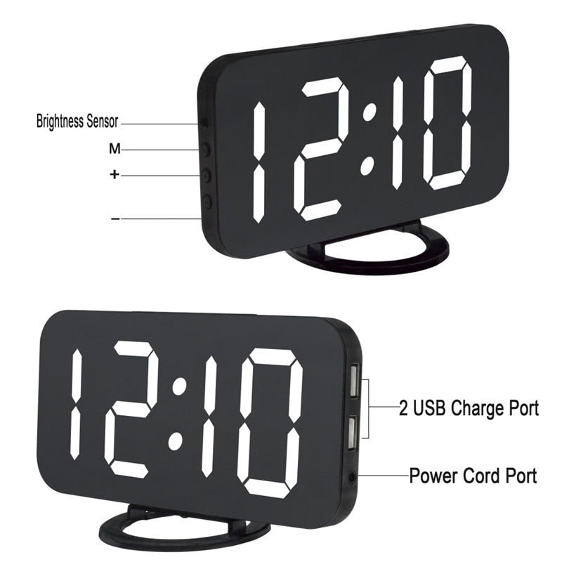 Digital LED Display Alarm Clock with 2 USB Output Ports Print on any thing USA/STOD clothes