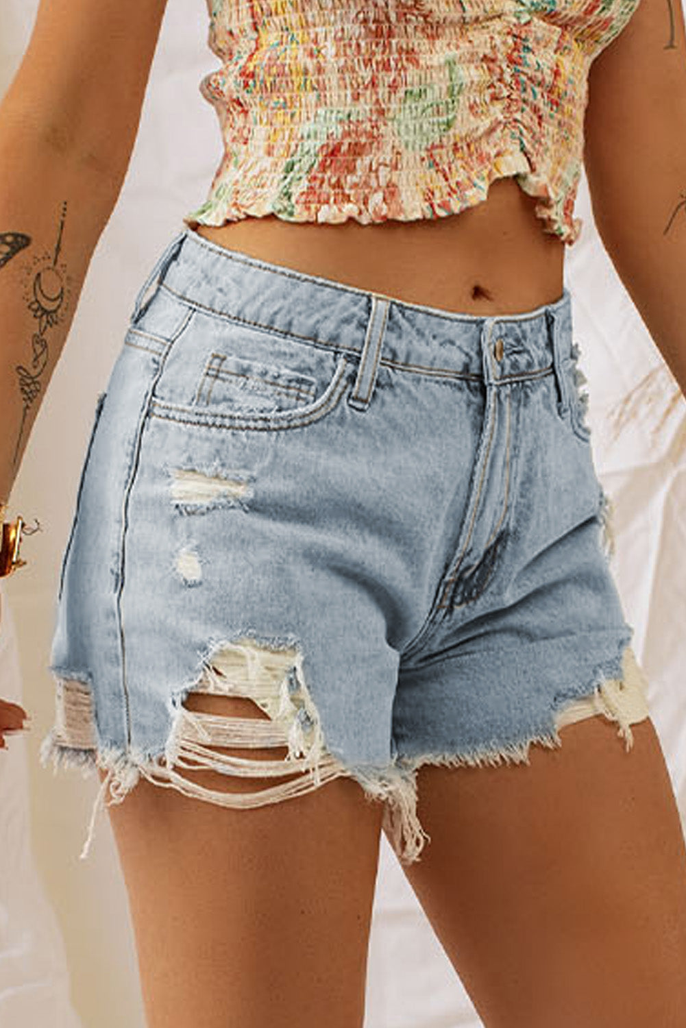 Distressed Denim Shorts Print on any thing USA/STOD clothes