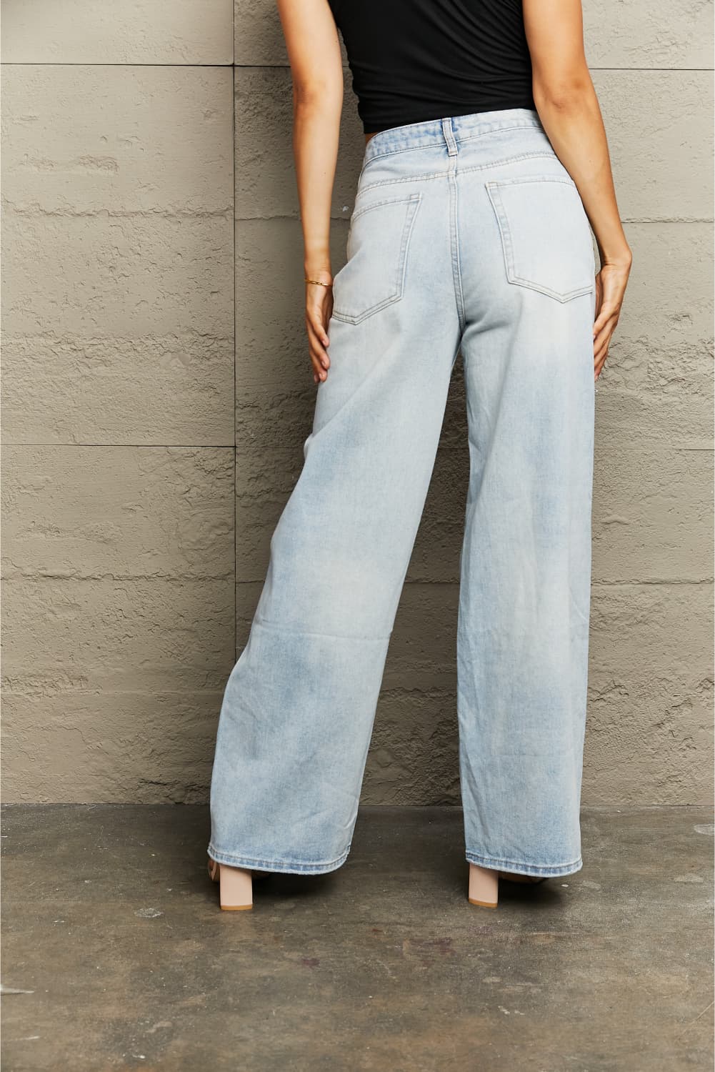 Distressed Wide Leg Jeans Print on any thing USA/STOD clothes