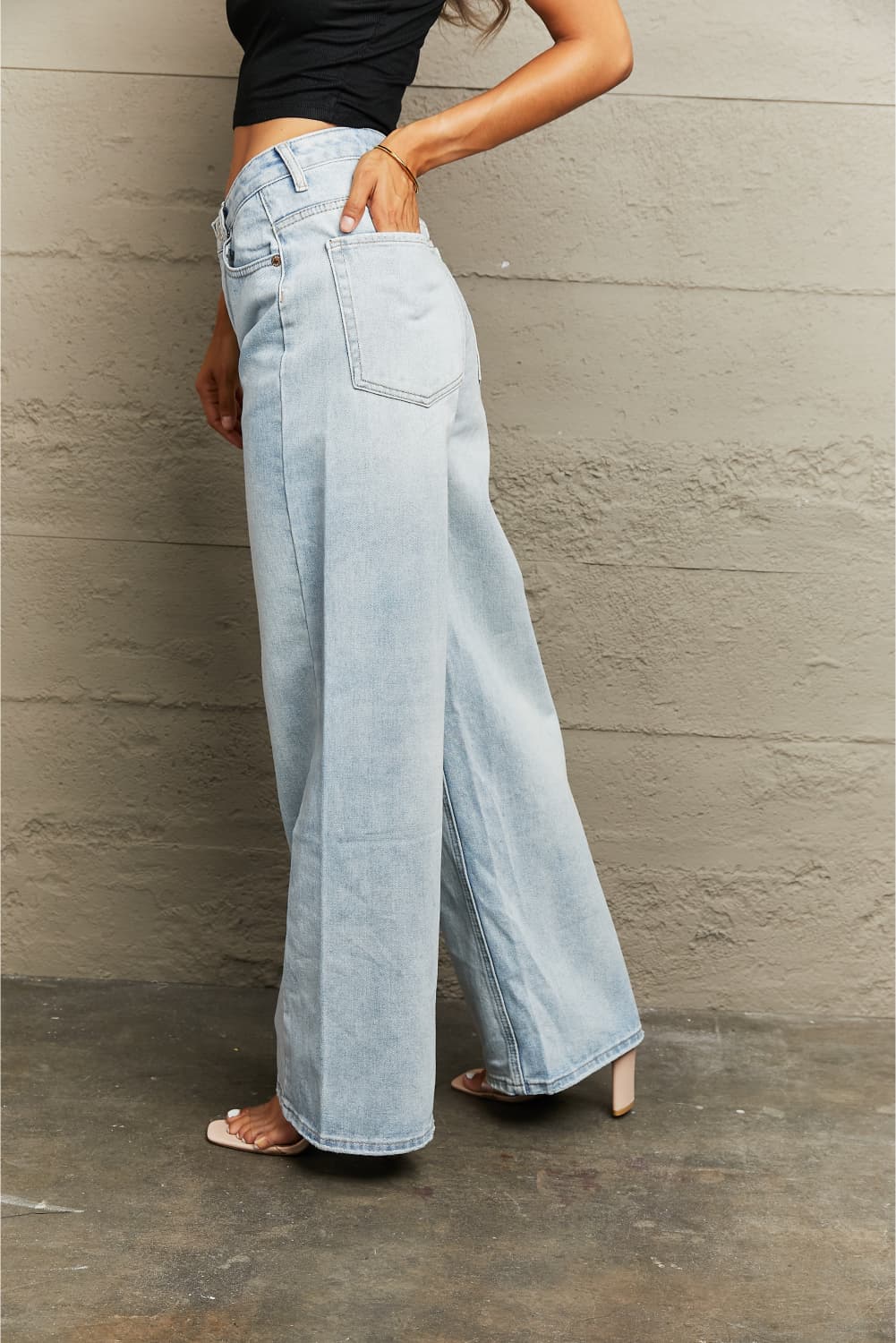 Distressed Wide Leg Jeans Print on any thing USA/STOD clothes