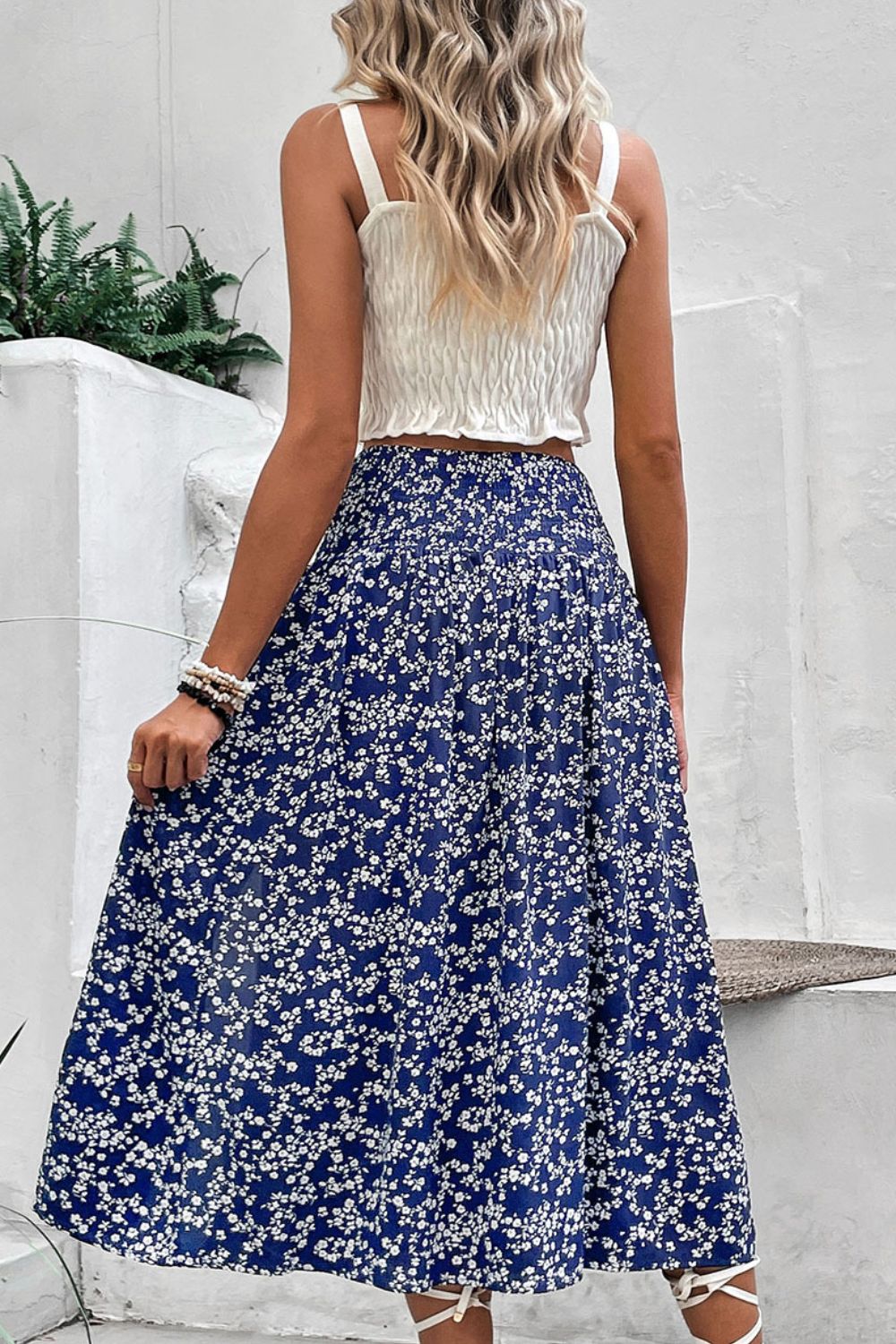 Ditsy Floral Slit High Waist Skirt Print on any thing USA/STOD clothes