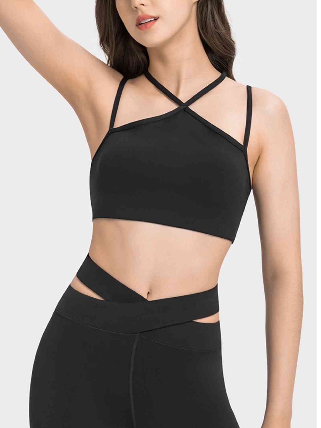 Double-Strap Cropped Sports Cami Print on any thing USA/STOD clothes