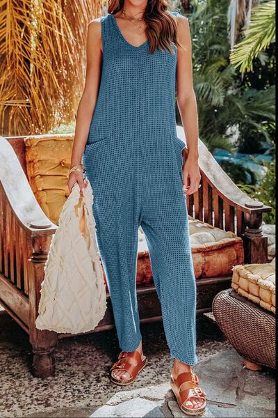 Double Take Full Size Sleeveless Straight Jumpsuit Print on any thing USA/STOD clothes