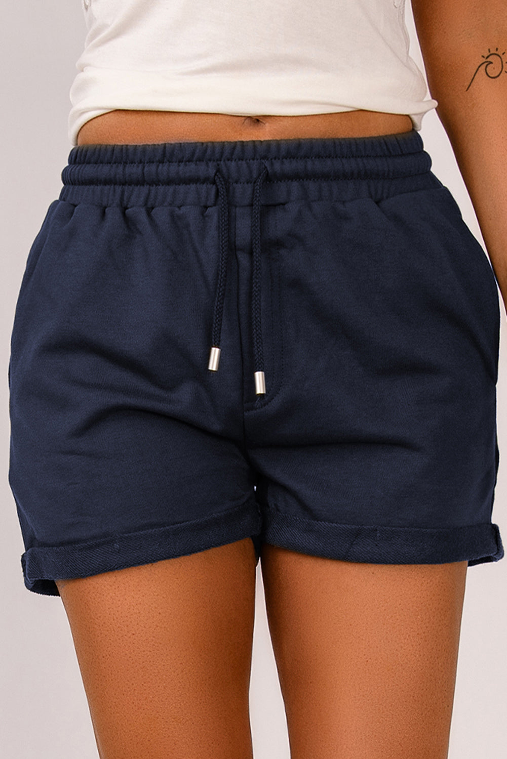 Drawstring Waist Cuffed Shorts Print on any thing USA/STOD clothes