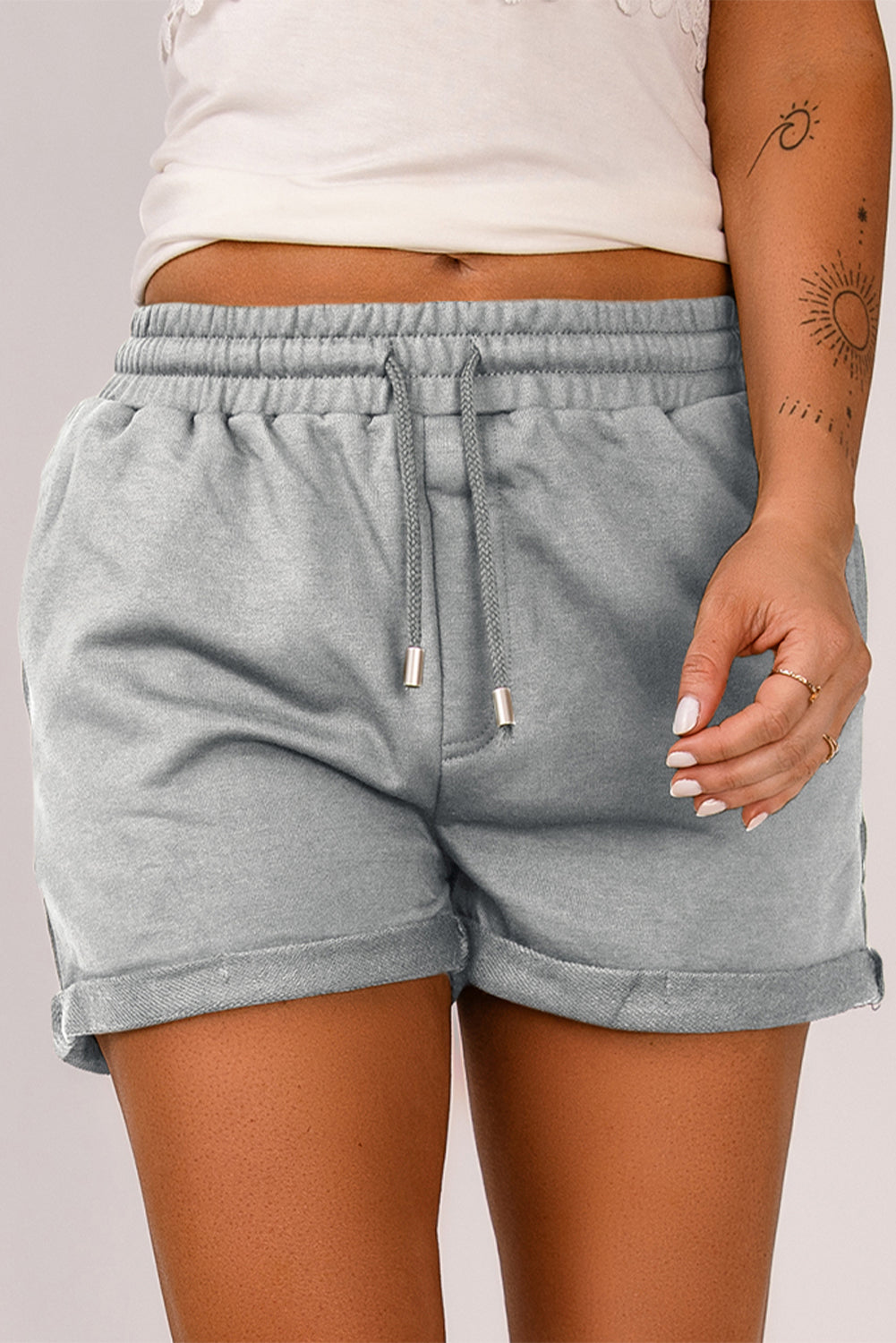 Drawstring Waist Cuffed Shorts Print on any thing USA/STOD clothes