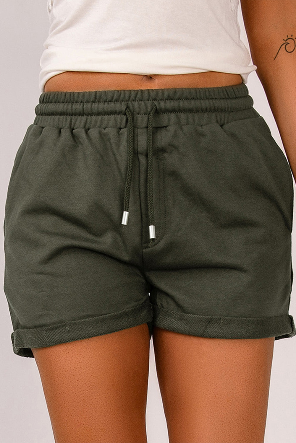 Drawstring Waist Cuffed Shorts Print on any thing USA/STOD clothes